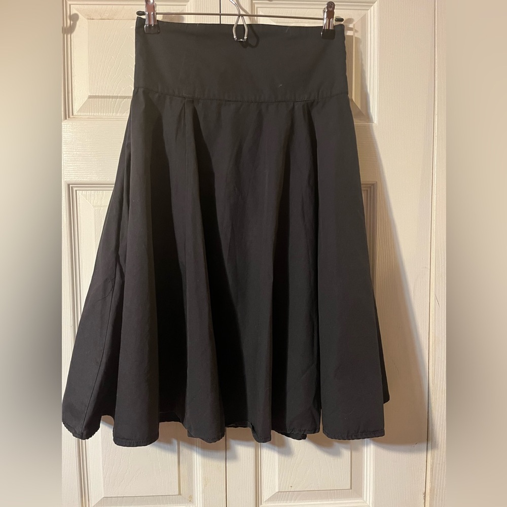 Monday Ruby Skirt High Waist Swing Circle 100% Cotton Midi Black Size Small